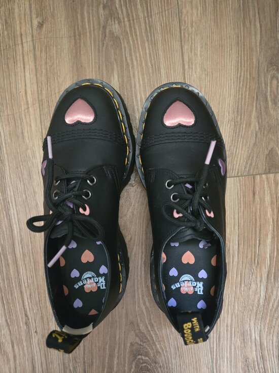 Brand New Dr Martens AirWair 1461 Quad Heart Leather Platform Oxfords - Picture 9 of 10